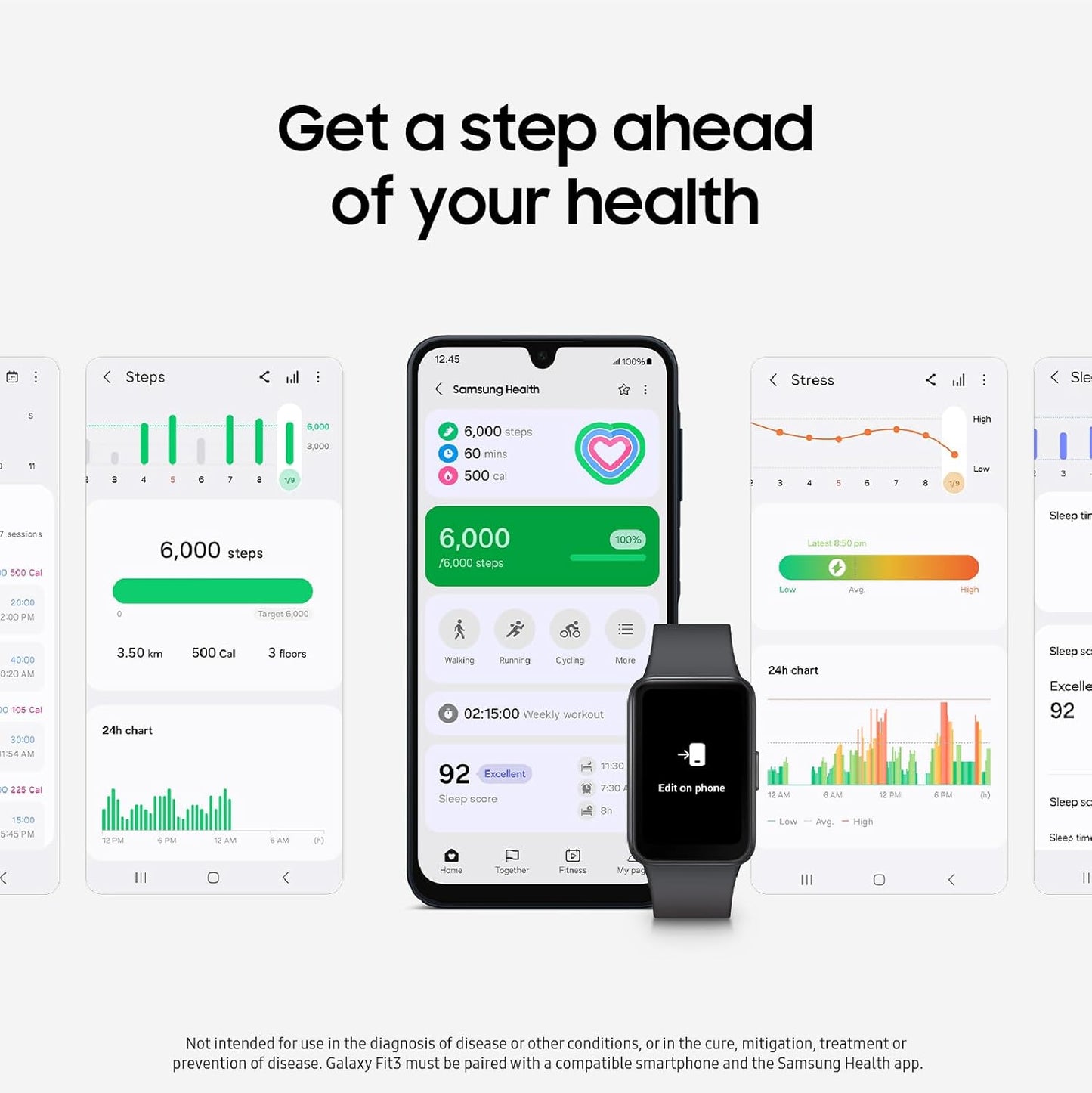 SAMSUNG Galaxy Fit3 Fitness Tracker for Android w/ 13Day Battery Life, Dark Gray (Used)