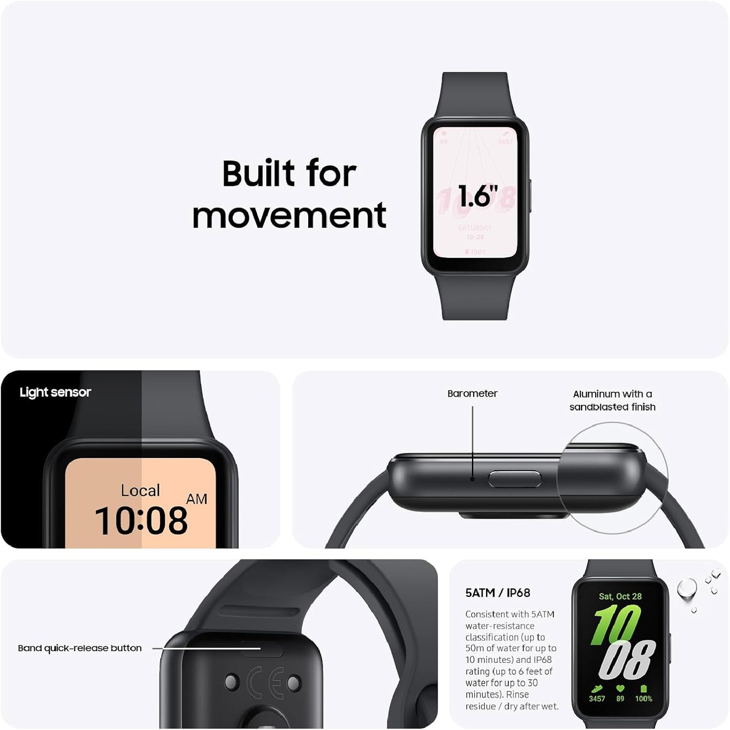 SAMSUNG Galaxy Fit3 Fitness Tracker for Android w/ 13Day Battery Life, Dark Gray (Used)