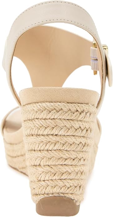 Kenneth Cole REACTION Women's Card T-Strap Wedge Sandal, 3" Heel, Size 8.5, Ecru (Like New, Damaged Retail Box)