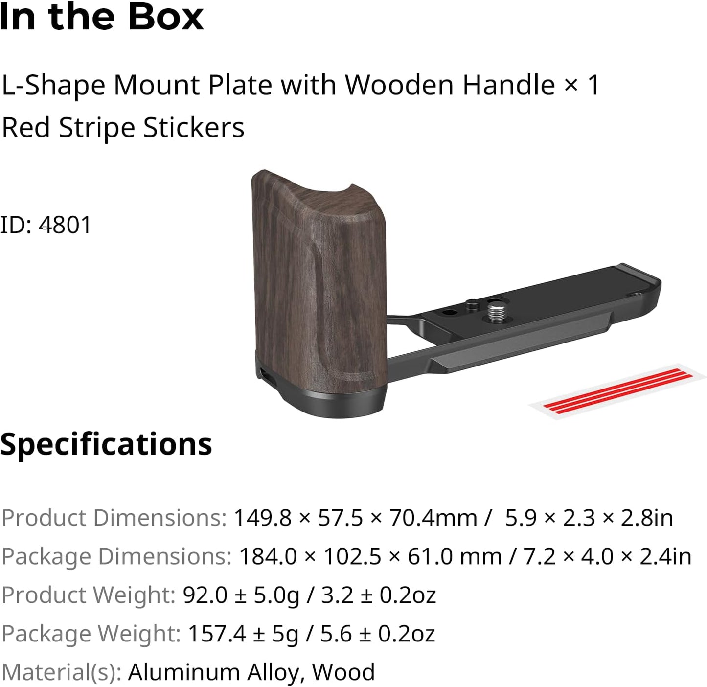 SMALLRIG Wooden Handgrip, L-Shape Grip Holder for Nikon Z f Camera, Black (Like New)