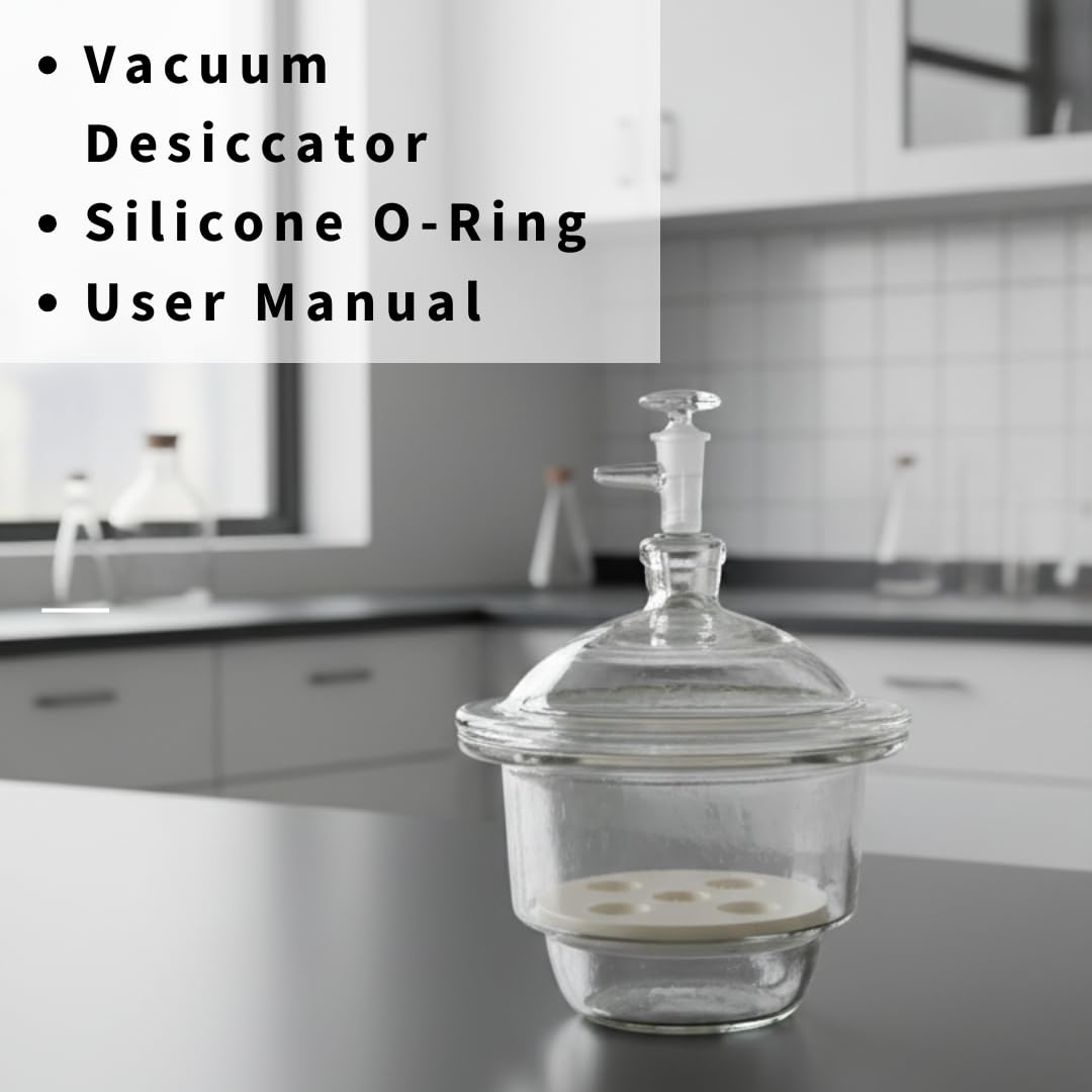 Fristaden Lab 240mm Vacuum Glass Desiccator Borosilicate w/ Knob Cover & Plate (Used, No Retail Box)