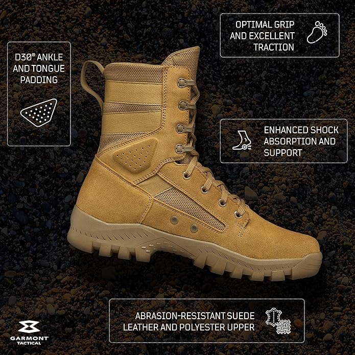 GARMONT TACTICAL T8 Military Combat Boots for Men and Women, Size 8.5 - Coyote (New)