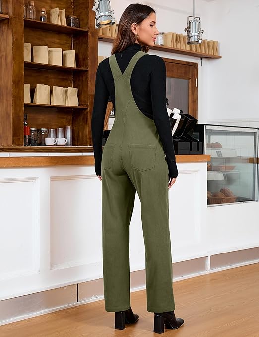 luvamia Corduroy Loose Fit Baggy Casual Adjustable Women's Overalls with Pockets (Used)