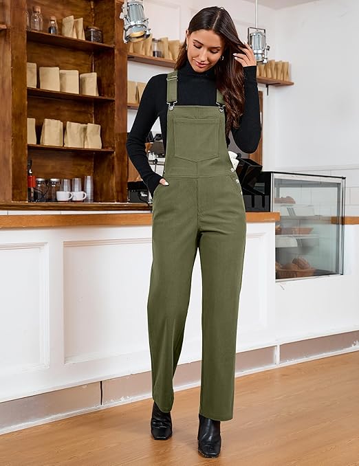 luvamia Corduroy Loose Fit Baggy Casual Adjustable Women's Overalls with Pockets (Used)