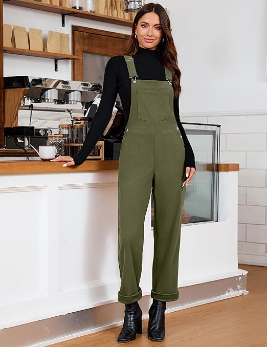 luvamia Corduroy Loose Fit Baggy Casual Adjustable Women's Overalls with Pockets (Used)