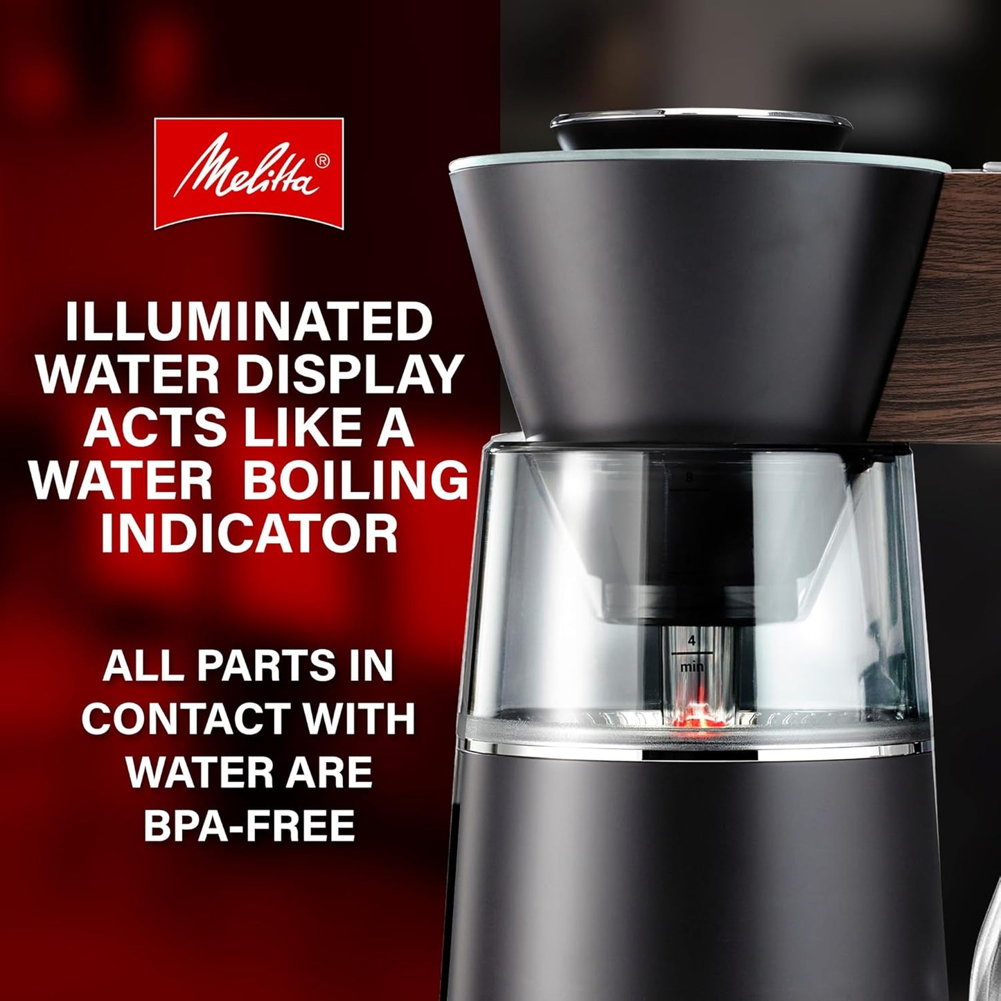 Melitta Vision 12-Cup Automatic Drip Coffee Machines, 1100W - Matte Black & Wood (Like New)