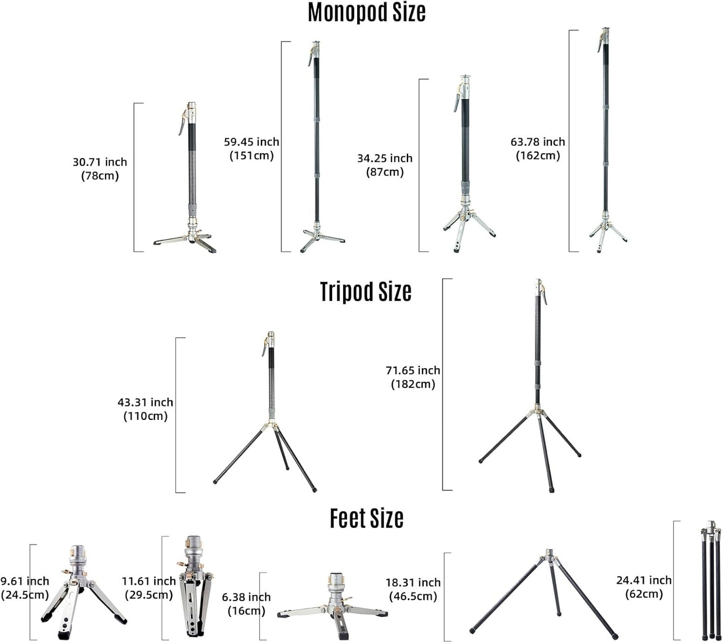HARLOWE Carbon Fiber Quick Rlease Monopod Stand and Fluid Head for Photographer (Used, No Retail Box)