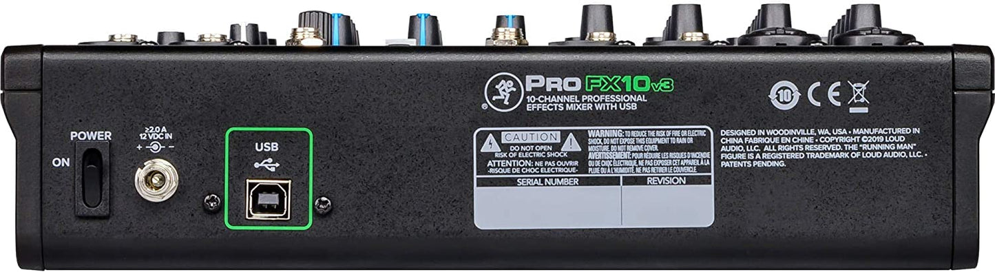 Mackie ProFX10v3 Series 10-Channel Professional Effects Mixer w/USB, Unpowered- (Used)