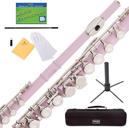 Mendini by Cecilio C Flute 16 Key Close Hole Beginner Kit with Case & Book, Pink (Used)