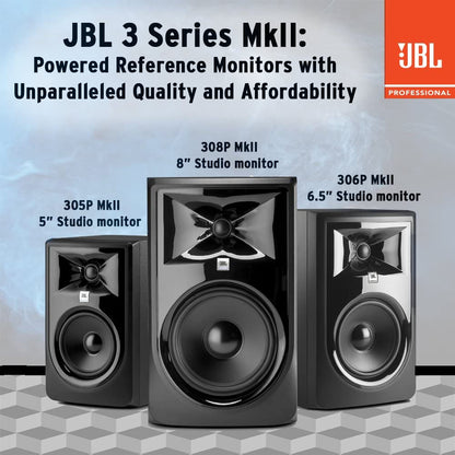JBL Professional 308PMKII Next Generation 2-Way Powered Studio Monitor,8",Black (Like New)