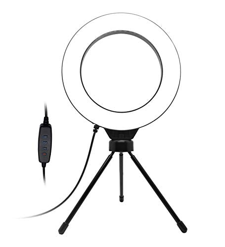 Blucoil 6in Selfie Ring Light w/Desk Tripod Stand, 3 Modes, 11 Brightness Levels (New)
