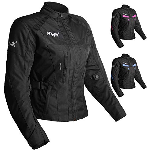 HWK Stella Stunt Motorcycle Jacket with CE Armor for Women, Large - All-Black- (Like New)
