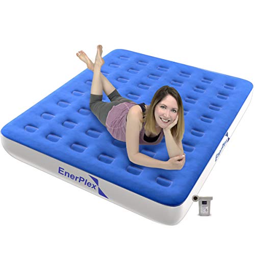 EnerPlex Never-Leak Camping Series Twin Airbed W/ High Speed Pump - Blue/White (Like New)
