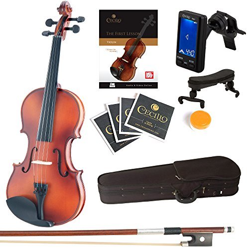 Mendini By Cecilio 4/4 MV Metallic Black Violin Beginners Kit w/Case, Bow, Tuner (Used)