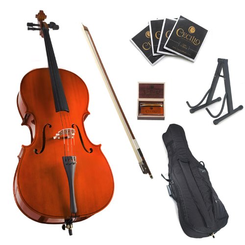 Cecilio 4/4CCO-100 Varnish Finish Cello Kit with Soft Case, Full-size - Natural (Like New)