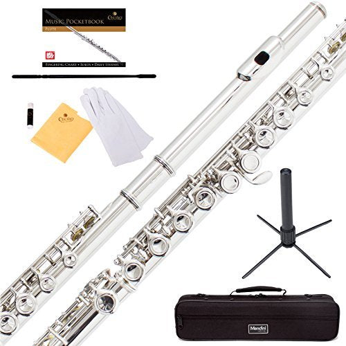 Mendini By Cecilio Closed Hole C Flute For Beginners, 16-Key Flute - Nickel-- (Like New)