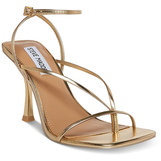 Steve Madden Buckle Leather Annie Heeled Sandal for Women, Champagne, Size 8 (Used)