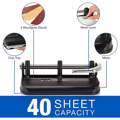 SWINGLINE 74400 40-Sheet Heavy-Duty Lever Action Two- to Seven-Hole Punch, 11/32 (Used)