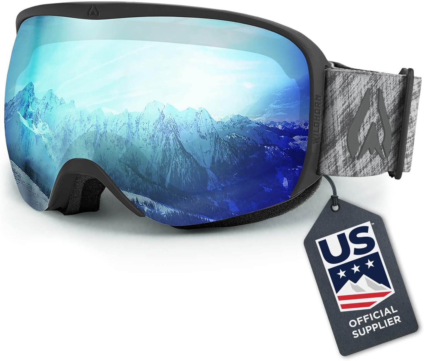 WildHorn Outfitters Cristo Ski Goggles Snow Goggles for All - Stealth-IceBlue (Used)