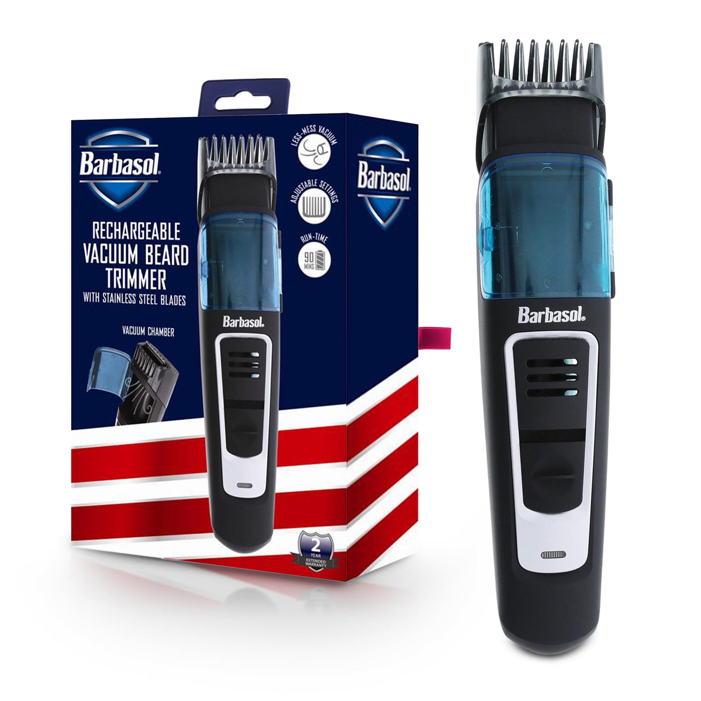 Barbasol Vacuum Trimmer Men, Cordless Vacuum Beard Trimmer & Hair Clippers (Like New)