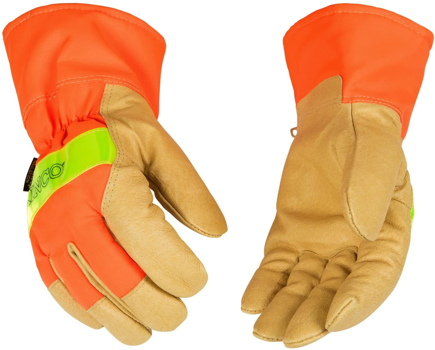 Kinco 1939-S-1 Lined Hi-Vis Waterproof Adult's Nylon Gloves with Safety Cuff (Like New)