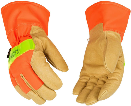 Kinco 1939-S-1 Lined Hi-Vis Waterproof Adult's Nylon Gloves with Safety Cuff (Like New)