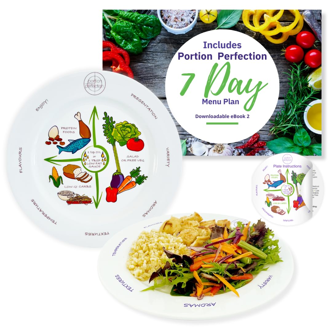Portion Perfection PORTIONPLATE2 Melamine Round Portion Plate for Weight Control (Like New)