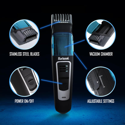 Barbasol Vacuum Trimmer Men, Cordless Vacuum Beard Trimmer & Hair Clippers (Like New)