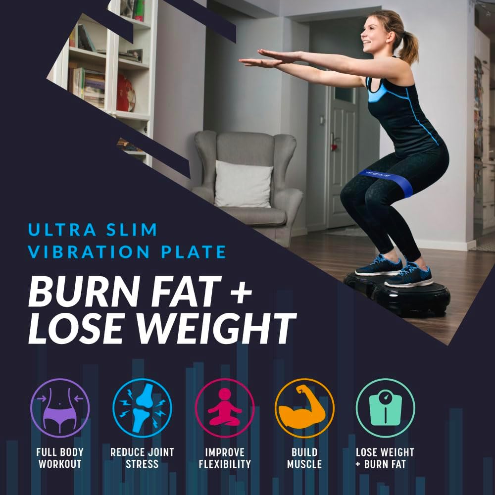 Bluefin Fitness Slim & Premium 3D Power Vibration Plate w/ Remote Control, Black (New)