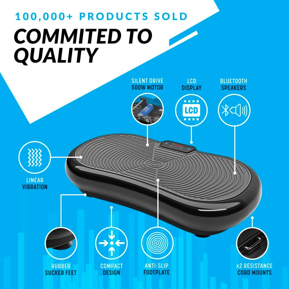 Bluefin Fitness Slim & Premium 3D Power Vibration Plate w/ Remote Control, Black (New)