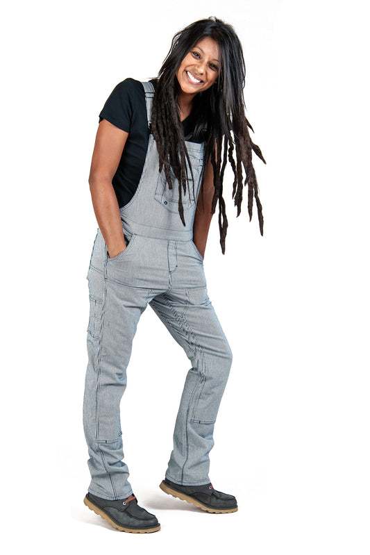 Dovetail Workwear Freshley Overalls for Women, Indigo Stripe Denim, 6 Extra Long (Like New, No Retail Box)