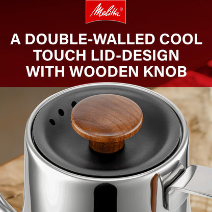 Melitta Precision Pour X Gooseneck Electric Kettle with Wooden Handle and Knob (Used)