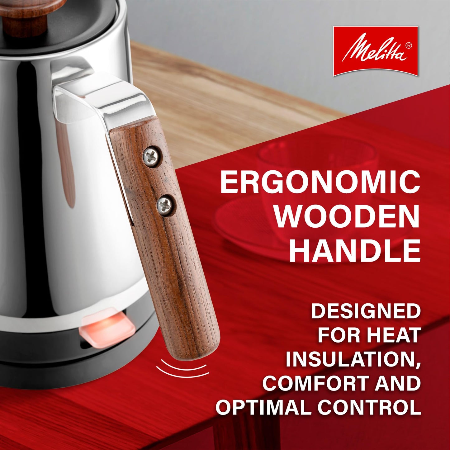 Melitta Precision Pour X Gooseneck Electric Kettle with Wooden Handle and Knob (Used)