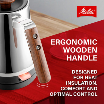 Melitta Precision Pour X Gooseneck Electric Kettle with Wooden Handle and Knob (Used)