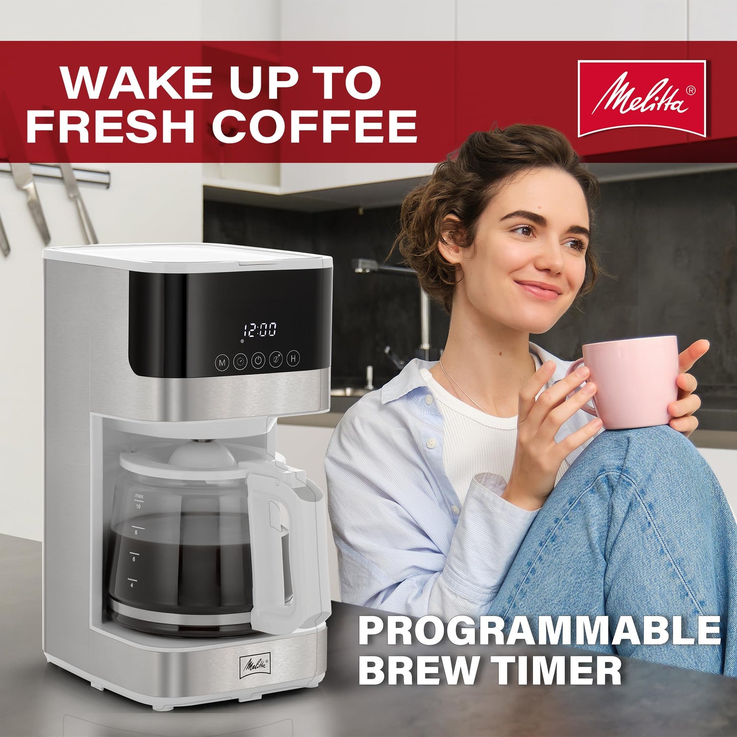 Melitta Aroma Tocco Glass Drip Programmable Coffee Maker, Touch Control Panel (Used)