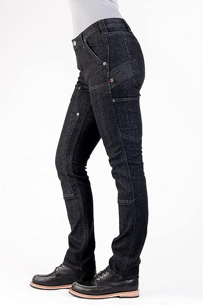 Dovetail Workwear Maven Slim Cargo, Size 4 Extra Long - Heathered Black Denim (Like New)