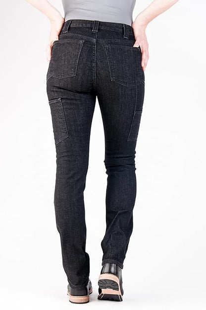 Dovetail Workwear Maven Slim Cargo, Size 4 Extra Long - Heathered Black Denim (Like New)