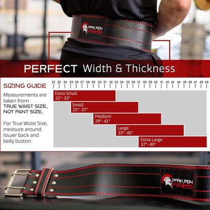 Dark Iron Fitness Weight Lifting Leather Belt for Men & Women, Large - Black (Like New)