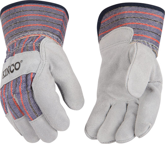 Kinco Kids' Suede Cowhide Palm w/ Safety Cuff, Gray Suede Cowhide, Small(1 Pack) (Like New)