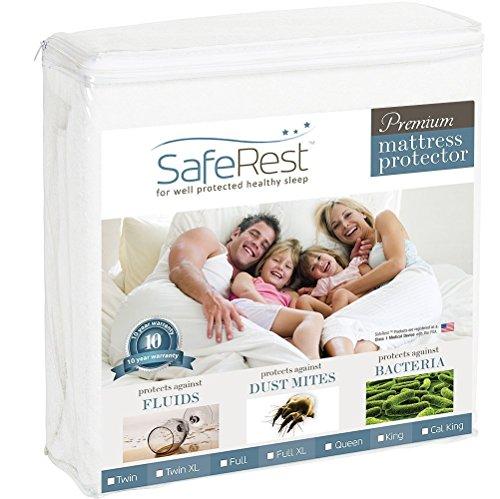 SafeRest Soft Cotton Terry Hypoallergenic Mattress Protector, Twin - White (Used)