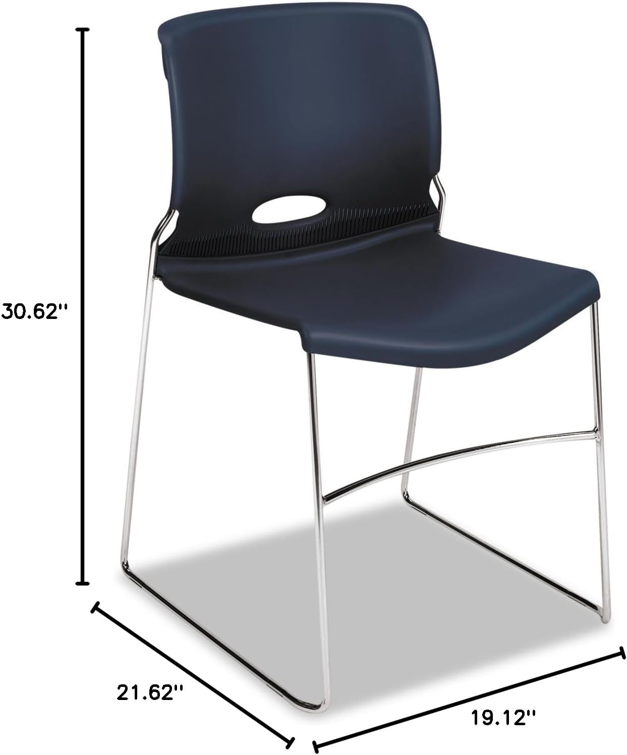 HON 404191 Olson Steel Frame Chrome Grip Back Stacker Indoor Solid Office Chair (Like New)