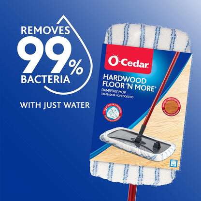 O-Cedar Hardwood Floor Microfiber Mop Dry/Wet Reusable Washable Pad, Red-White (Used, No Retail Box)