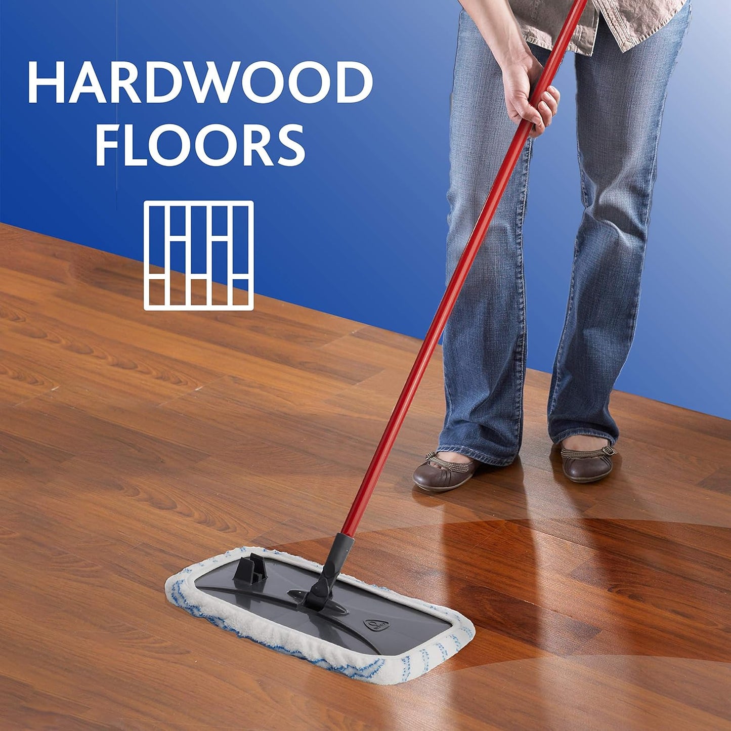 O-Cedar Hardwood Floor Microfiber Mop Dry/Wet Reusable Washable Pad, Red-White (Used, No Retail Box)