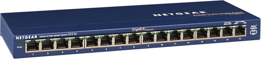NETGEAR 16-Port Gigabit Ethernet Unmanaged Switch (GS116NA),PC/Wall Mount, Black (New)
