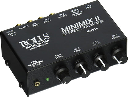 Rolls MX51S Mini Mix 2 Four-Channel Stereo Line Mixer (Like New)