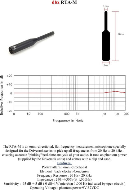 DBX RTA-M DriveRack Series Omni-Directional Reference Condenser Microphone (Used)