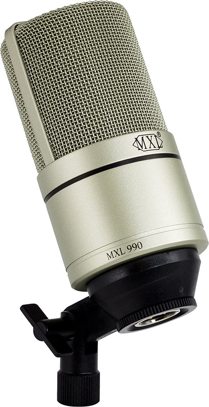 MXL MXL-990 Instrument Condenser Microphone Beginner XLR Connector, Champagne (Like New)