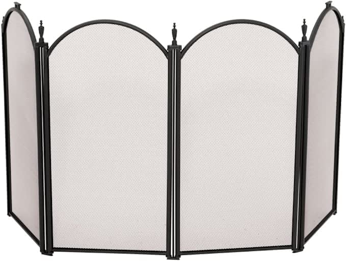 Uniflame 4-Fold Accommodates Larger Fireplaces 25-Inch Screen, Mini, Black (Like New)
