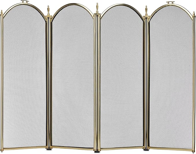 UniFlame S41010PB 4-Panel Polished Brass Fireplace Screen 52"x32" Classic (Like New)