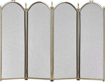 UniFlame S41010PB 4-Panel Polished Brass Fireplace Screen 52"x32" Classic (Like New)